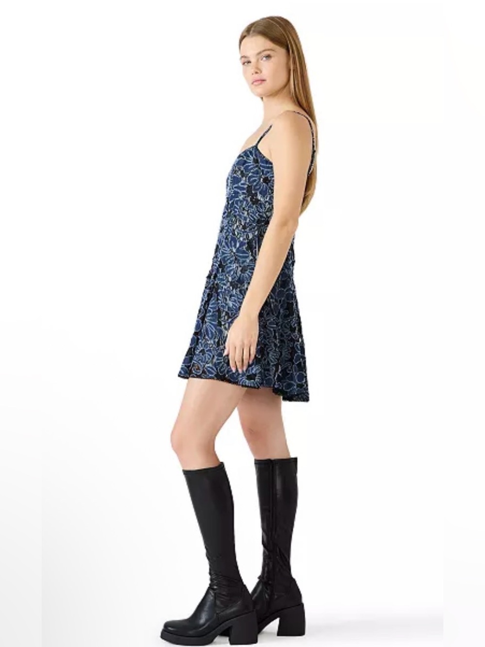 Steve Madden Navy Floral lace Spaghetti-Strap Mini Dress. NWT size 4